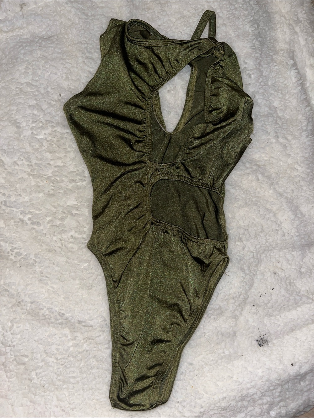 Bikini olive costume made.